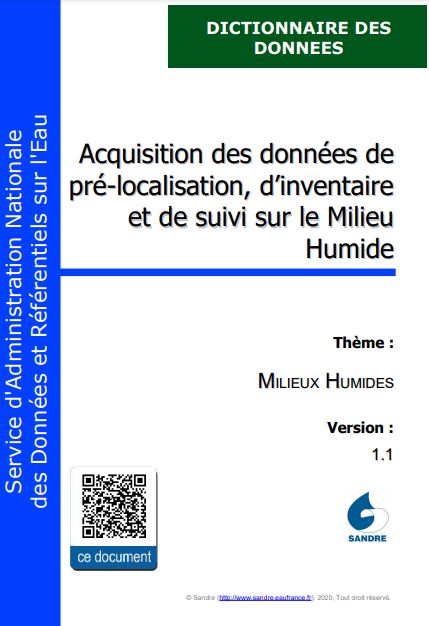 Dictionnaire de données "Acquisition des données de pré-localisation, d'inventaire et de suivi sur le milieu humide" v1.1